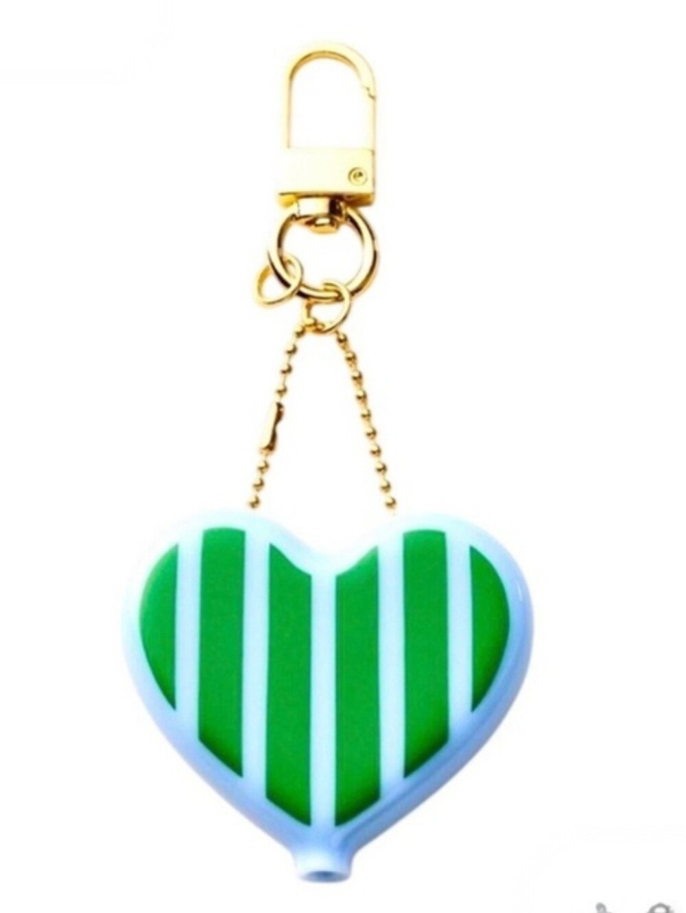 kate spade Target Colab, Green Striped Heart Keychain with Gold Hardware, NWT